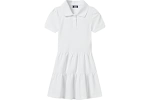 LittleSpring Girls Uniform Pique Polo Dress Short Sleeve