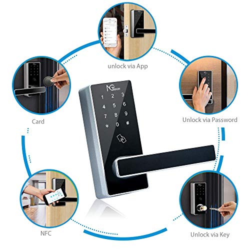 NGTeco-WiFi-Keypad-Lock-Keyless-Entry-Door-Lock-Digital-Electronic-Lock-with-WiFi-Gateway-Waterproof-Biometric-Lever-Lock-Deadbolt-5-in-1-NFC-APP-Code-Keys-and-Cards-Supported-Black