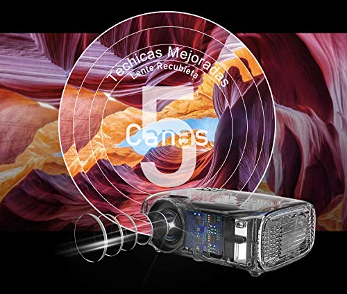 Proyector-5000-Lmenes-Proyector-Full-HD-Soporta-1920-x-1080P-Proyector-Cine-en-Casa-Sonido-Hi-Fi-Proyector-LED-60000-Horas-Bajo-Ruido-Video-Fluido-PS4-HDMI-USB-VGA-AV