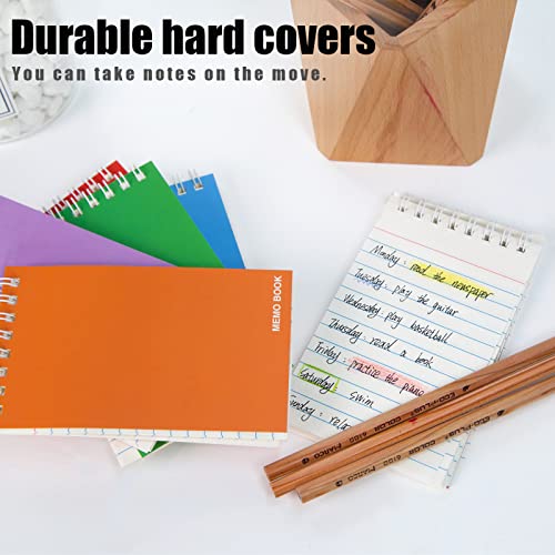Koogel Top Bound Pocket Notebooks, Small Spiral Memo Pads Lined 3x5 Ruled Pocket Notebook Durable Cover Notebooks 50 Sheets/6 Pads for Office School Memo Tactical Steno Pads