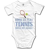 SiYooca Born to Play Tennis Infant Bodysuit Short Sleeve Jumpsuit Rompers Climbing Clothes White
