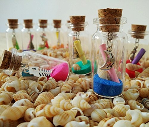 LEFV™ 10ml Small Bottles Transparent Mini Glass Jars with Cork Stoppers Top - Message Weddings Wish Jewelry Pendant Charms Kit Party Favors - Pack of 12 - Thumbnail 5
