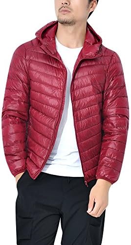 ZhuiKun Men's Lightweight Hooded Down Puffer Jacket Coat Packable Puffa Jacket