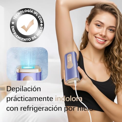 Haarlosy Depiladora Laser IPL con Refrigeración, Innovadora Función 3 en 1, 9 Niveles de Energía, 999,900 Flashes, Depiladora Luz Pulsada Indolora para Todo el Cuerpo, LCN1210