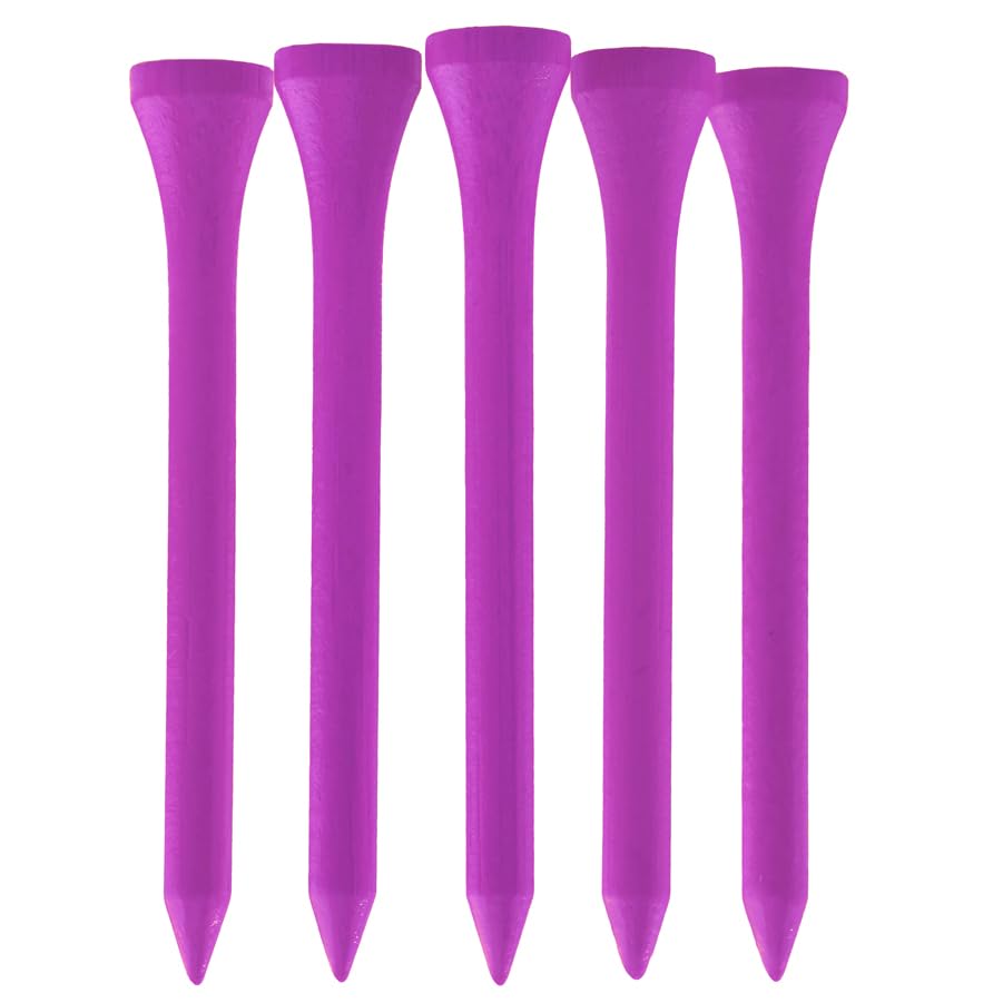 100 PCS Bamboo Golf Tees | Multiple Colours & Sizes | Eco Friendly & Sustainable Bamboo Golf Tees (70mm Purple)