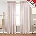 JIN CHAN Linen Like Sheer Curtain Panels for Bedroom Sheer Curtains Rod Pocket Draps for Living Room 63 inches Long 2 Panels Taupe