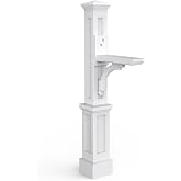 Mayne Newport Plus Decorative Mailbox Post, White | For post-mount mailboxes, Weather &amp; fade resistant, All season, 15-year warranty