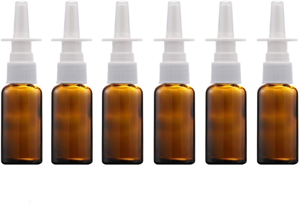 6Pcs 15ml (1/2oz) Empty Brown Glass Bottle Pump Snoot Cleanser Container for Medical Applications Saline Nasal Sprays Wash Dispensing (Brown): Industrial & Scientific