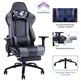 KILLABEE Big and Tall 350lb Massage Gaming Chair Metal Base - Adjustable Massage Lumbar Cushion, Retractable Footrest High Back Ergonomic Leather Racing Computer Desk Executive Office Chair
