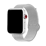 Yaber Stainless Steel Mesh with Adjustable Magnetic Closure Replacement Band Compatible for Apple Watch Series 5/4/3/2/1 (Silver, 38MM/40MM)