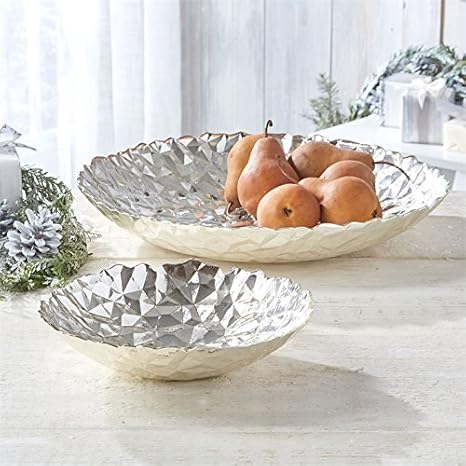 Tutti Decor Glacier Silver Hammered Decorative Bowls Medium 33cm
