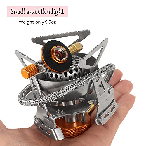 [- Lixada Camping Gas Stove, Big Power Windproof Camping Stove Portable Foldable Split Furnace Stov
