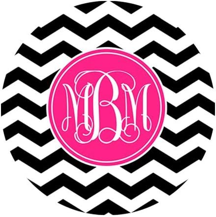 iFUOFF Mousepad Black and white Zigzag Chevron Geometric Seamless Patterns VS Bright Pink Monograms Customized Round Mouse Pad 200x3mm