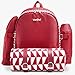VonShef 4 Person Geo Red Outdoor Picnic Backpack Bag Set with Blanket – Includes 29 Piece Dining Set & Insulated Cooler Compartment to Keep Food Chilled for Longer