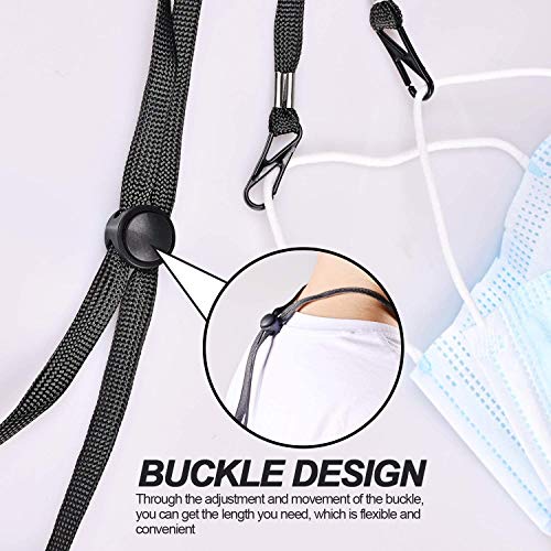 5 PCS Face Mask Lanyard for Adults/Kids, Back of Head or Neck with Clips and Adjustable Stopper for Mask Holders Extender Ear, Hat Lanyard Straps, Comfortable Around The Neck
