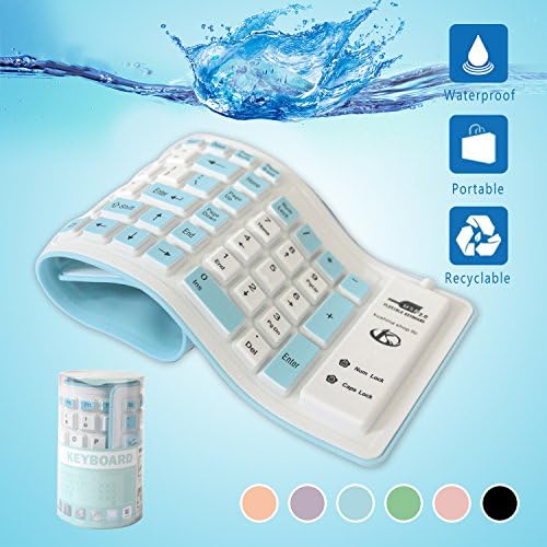 Alinshi Soft Foldable Silicone Wired USB Waterproof Keyboard (Blue)