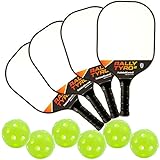 Rally Tyro 2 Advanced Composite Pickleball Paddle Bundle 4 - Set Includes 4 Paddles & 6 Pickleballs