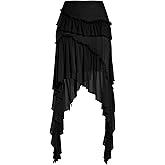 Verdusa Women's Flowy Asymmetrical Skirt Boho Ruffle Western Mini Skirt Country Concert Outfits
