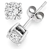 925 Sterling Silver 1.5 tcw Basket Setting 6MM Clear Round CZ Cubic Zirconia Nickel Free Stud Earrings