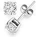 925 Sterling Silver 1.5 tcw Basket Setting 6MM Clear Round CZ Cubic Zirconia Nickel Free Stud Earrings