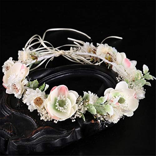 FENXIMEI White Flower Garland Bridal Dress Accessories Colored Dried Flower Tiara Hair Band Bridal Jewelry Garland
