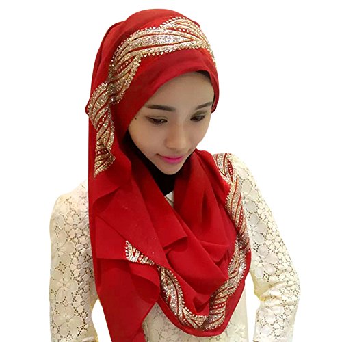 Zhengpin Scarf Muslim Headscarf Hijabs Cap for Women Long Shawl Gold Glitter