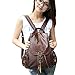 Coofit Brown Women's Synthetic Leather Backpack Purse Shoulders Bag Travel Bag Daypack