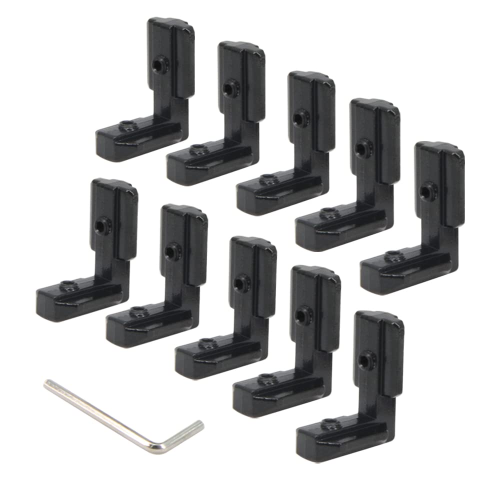 Yeebyee Inside Corner Bracket L-Shape 90 Degree Joint Brackets with M6 Screws for 8mm Slot 4040 Series Aluminum Extrusion Profile,10pcs/Pack (Black-4040Series)