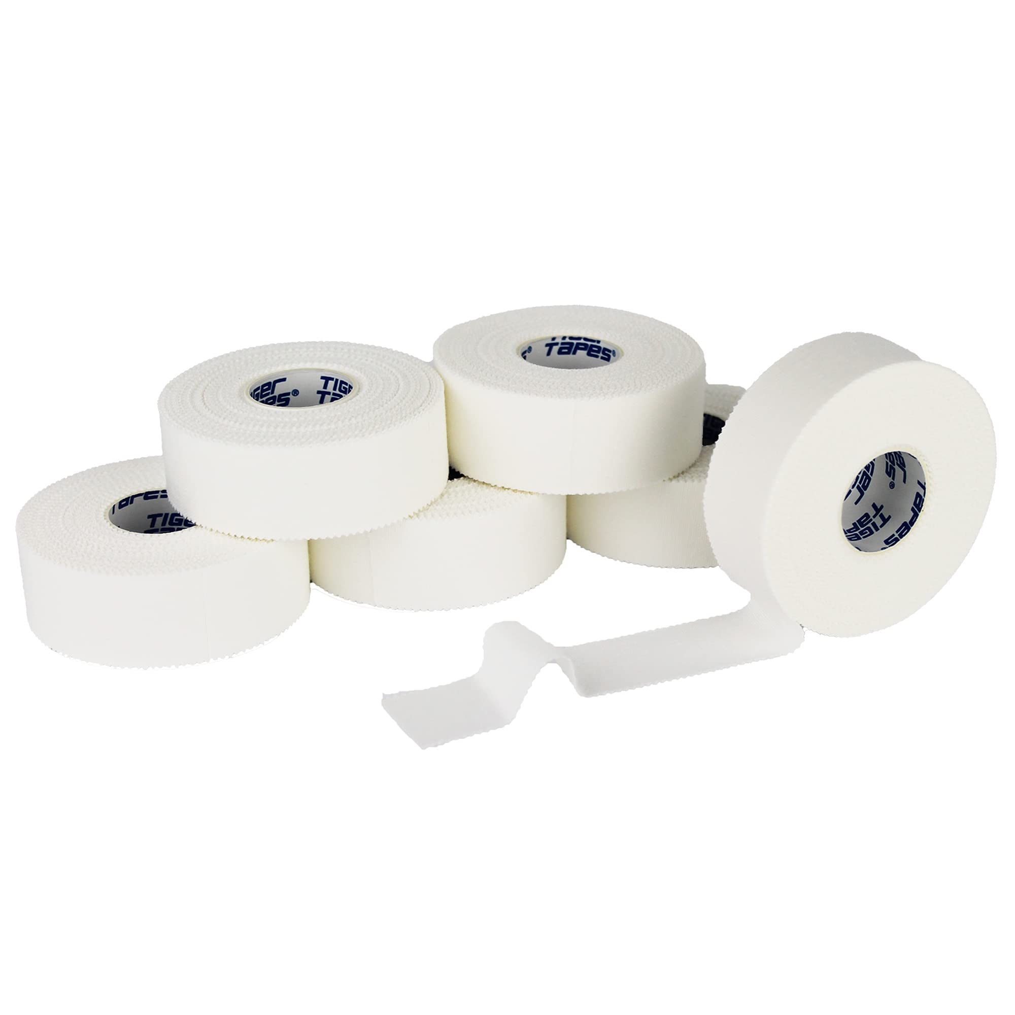 TIGERTAPES 6 Rolls Zinc Oxide Tape - 2.5cm x 13.7m | Sports Strapping Tape for Feet, Hands, Fingers and Wrists | Blister Prevention & Joint Support for Rugby, Football & Boxing | White