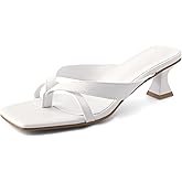 YEBOYOUZA Kitten Heels for Women Flip Flops Mid Heel Mules Strappy Summer Sandals Square Toe Party Wedding Dress Pumps Shoes
