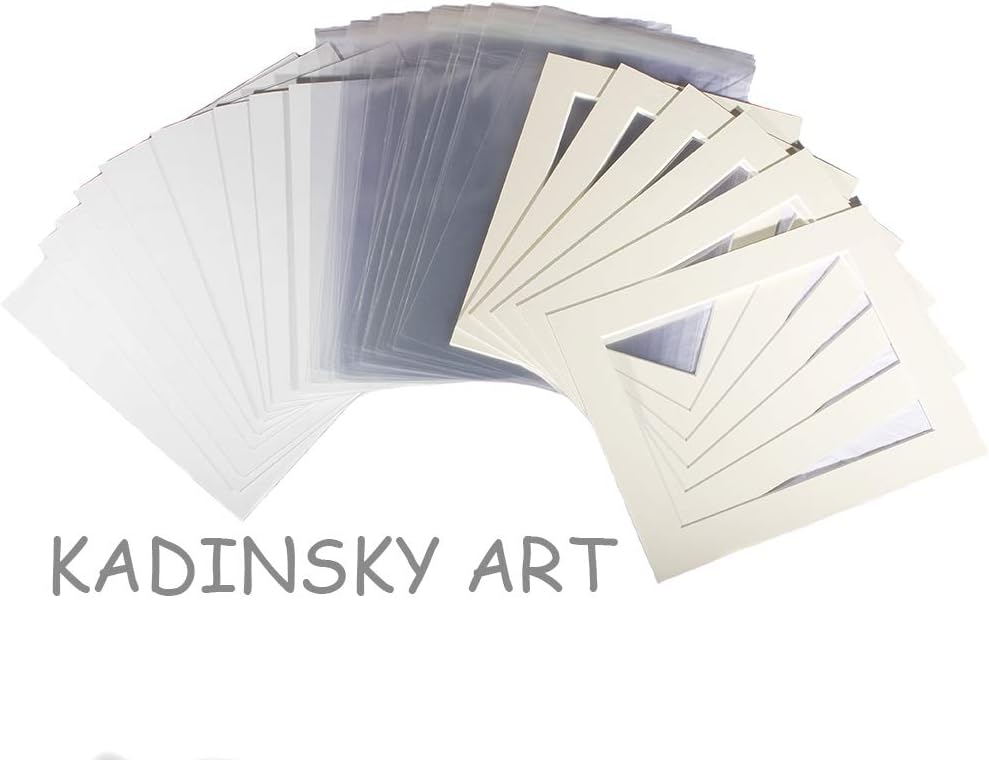 Kadinsky Art20 Picture Photo Mounts, Backs, Clear Bags 20" x 16" To Fit A3 Cream