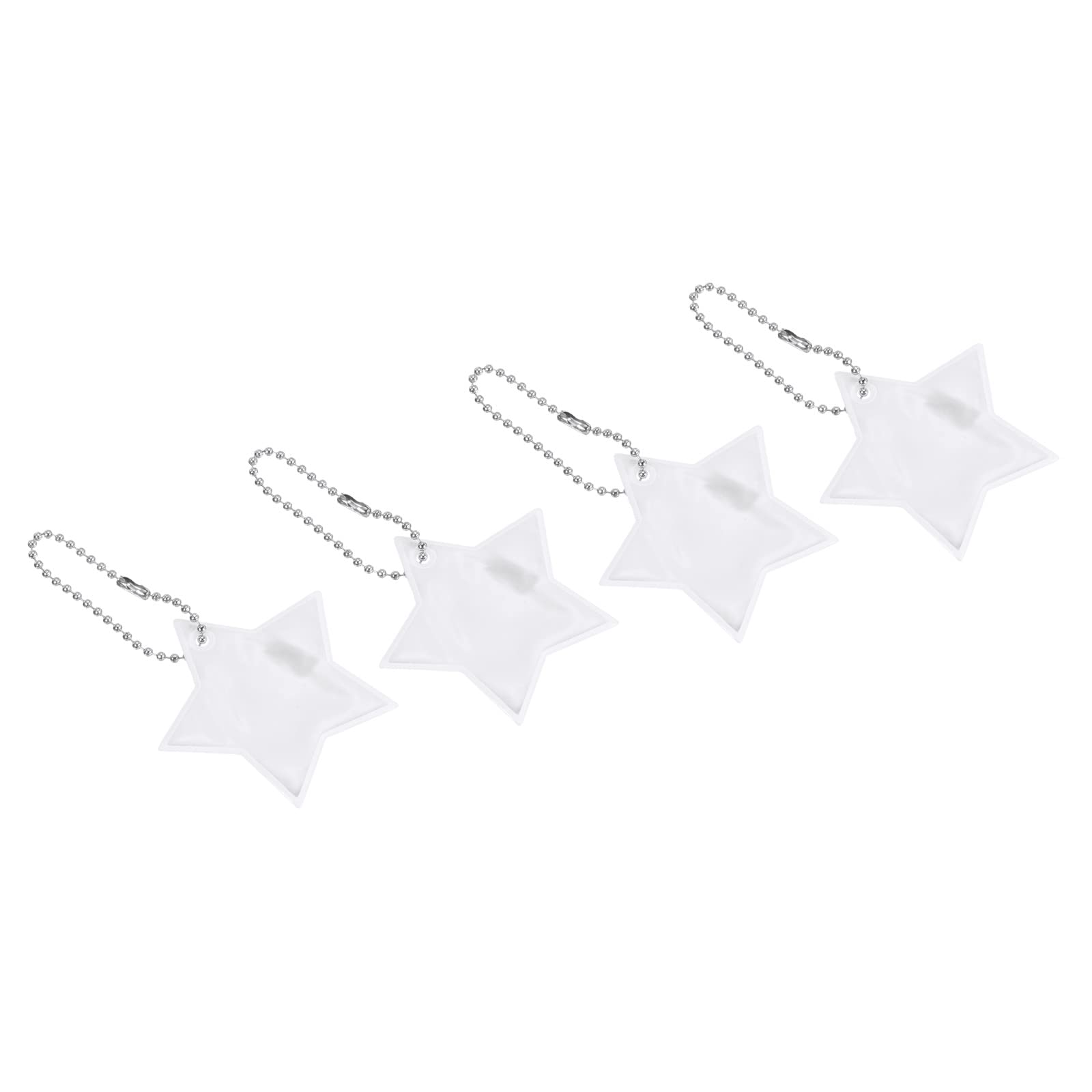 PATIKIL Safety Reflector, 4 Pack Star Pendant PVC Reflective Gear Keychain for Backpack Bag Jacket, Silver
