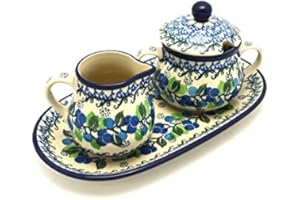 POLISH POTTERY GALLERY Polish Pottery Cream & Sugar Set - Blue Berries