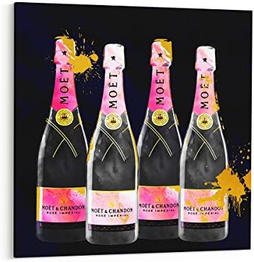 Fashion wall pop art print - Illustration -Moet Champange Bottle Rose Pink - Chic Glam Vogue poster on Canvas 20"x20" 969