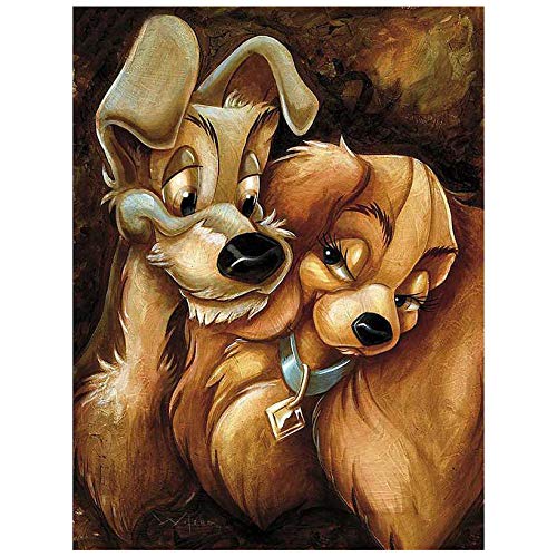 Better Selection Lady and The Tramp Diamond Art Kit for Adults, 5D Full Drill DIY Arts & Crafts Bling Artwork Decor Gift Set with Crystal Rhinestone Gems 11.81x15.75 inch
