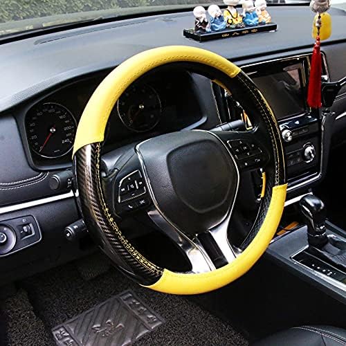 AOTOMIO Yellow Steering Wheel Cover 3D Wavy Pattern Auto Car Steering
