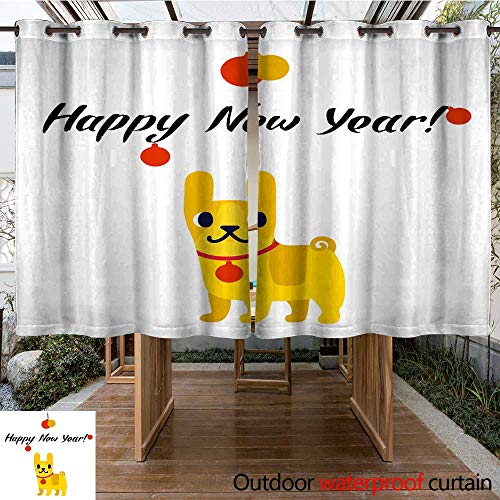 Outdoor Ultraviolet Protective Curtains Funny Yellow Dog Symbol Of