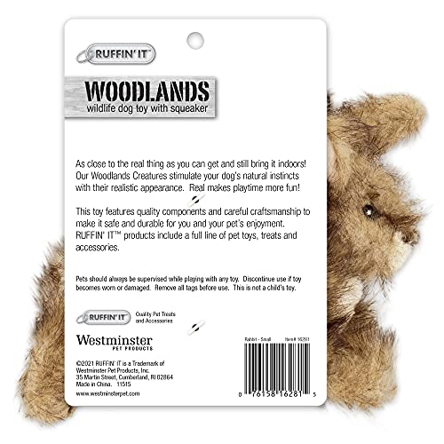 RUFFIN' IT Westminster Pet Woodlands Plush Dog Toy Rabbit Small, Mutli