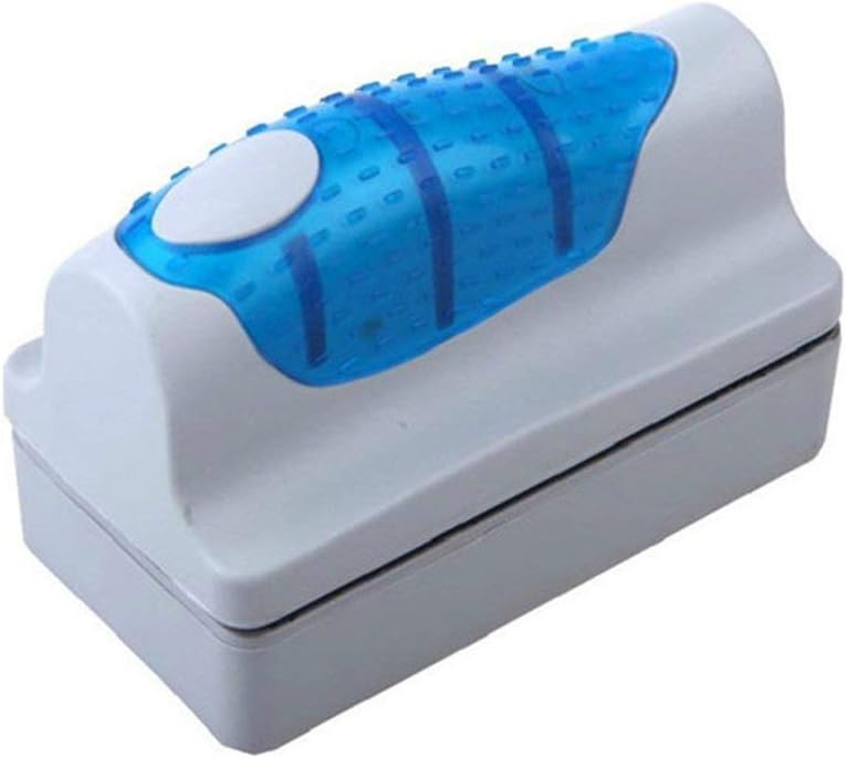 Garciakia Mini Algae Scraper Window Cleaning Floating Curve Aquarium Magnetic Brush Magnets Brush Cleaner Aquarium Fish Tank Glass(Color:white&blue)