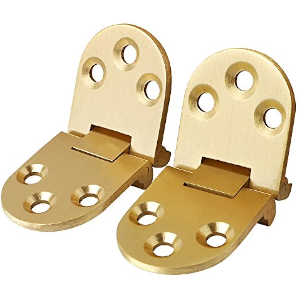 2 Pcs Sewing Machine Table Folding Flip Top Hinge, Solid Brass Brushed