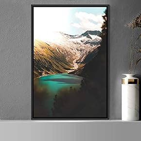 signwin Framed Canvas Wall Art Mountain Lake View...