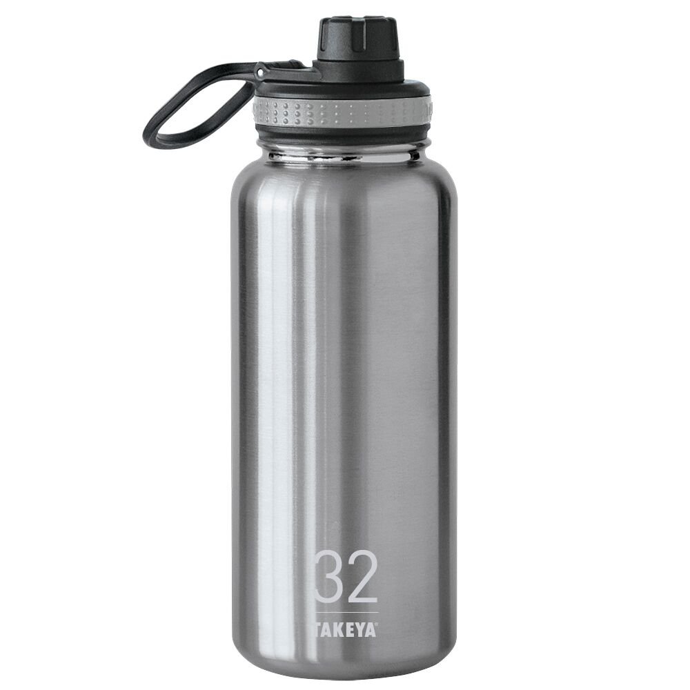 Takeya ThermoFlask Insulated Stainless Steel Water Bottle, 32 oz, Steel