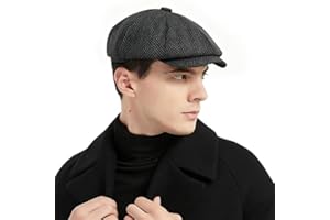 Charmylo Herringbone Newsboy Cap for Men Classic Wool Blend Tweed Flat Cap Irish Gatsby Driver Hat