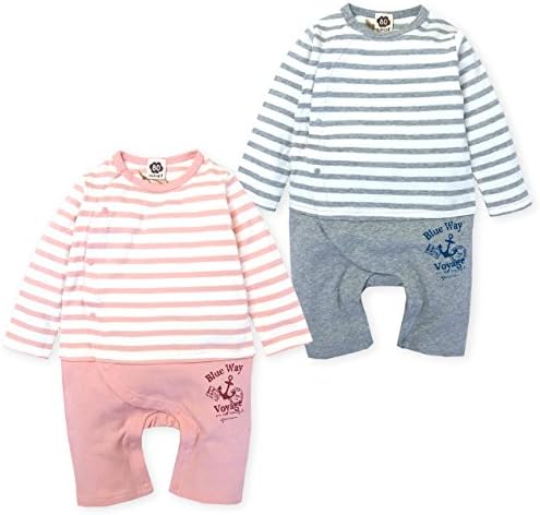 Amazon Co Jp ベビー服 女の子 男の子 カバーオール 長袖 スムス素材 綿100 ボーダー柄 スナップボタン 女児 男児 ベビー 1 ピンク 70cm 服 ファッション小物