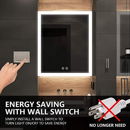 sunzoom Bathroom Smart Backlit Lighted Mirror with Defogger and Touch dimming Switch, Very Light