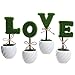 MyGift Decorative L-O-V-E Letter Shaped Small Faux Topiary Trees in White Ceramic Pots, Indoor Artificial Plants Sculpted Love Hedge Gift for Mom, 4 Piece Set
