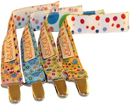 Pacifier Clip - 4 Pack - Unisex 2-Sided Modern Design - Teething Ring / Pacifier Holder - Perfect Baby Shower Gift - Premium Quality