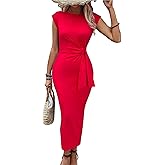 Razzlebelle Womens Cap Sleeve Striped Fitted Work Casual Office Elegant Long Midi Dress