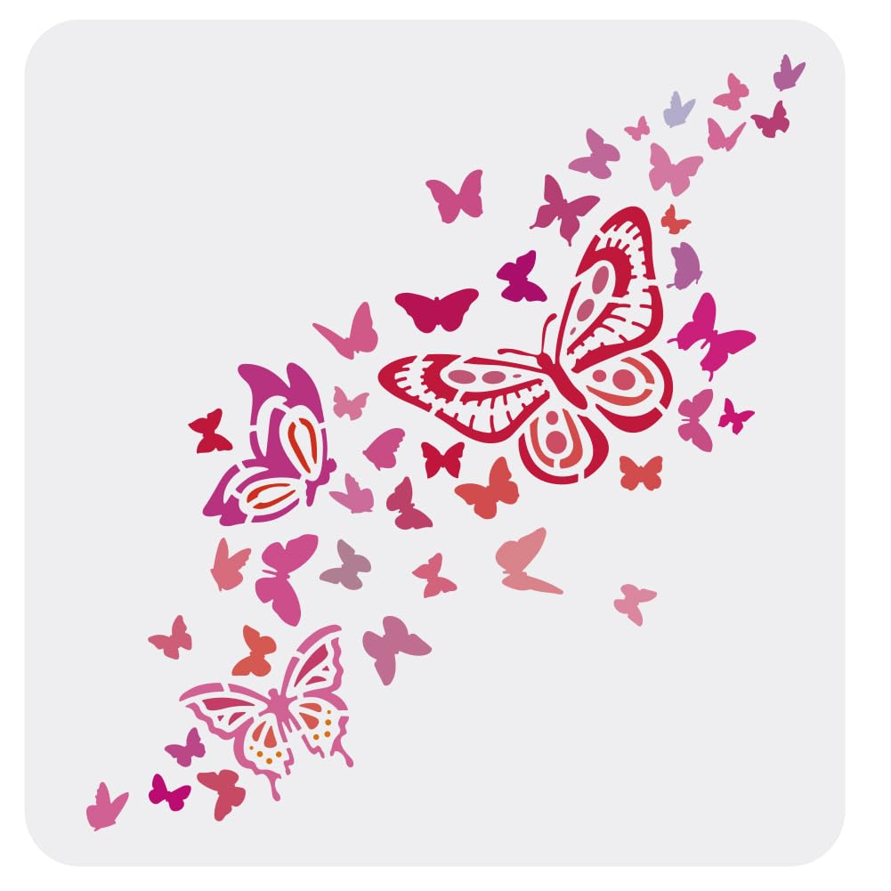 FINGERINSPIRE Butterfly Painting Stencils 30x30cm Plastic Painting Stencils for Wood Floor Wall Fabric Painting