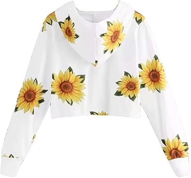 sunflower print crop hoodie